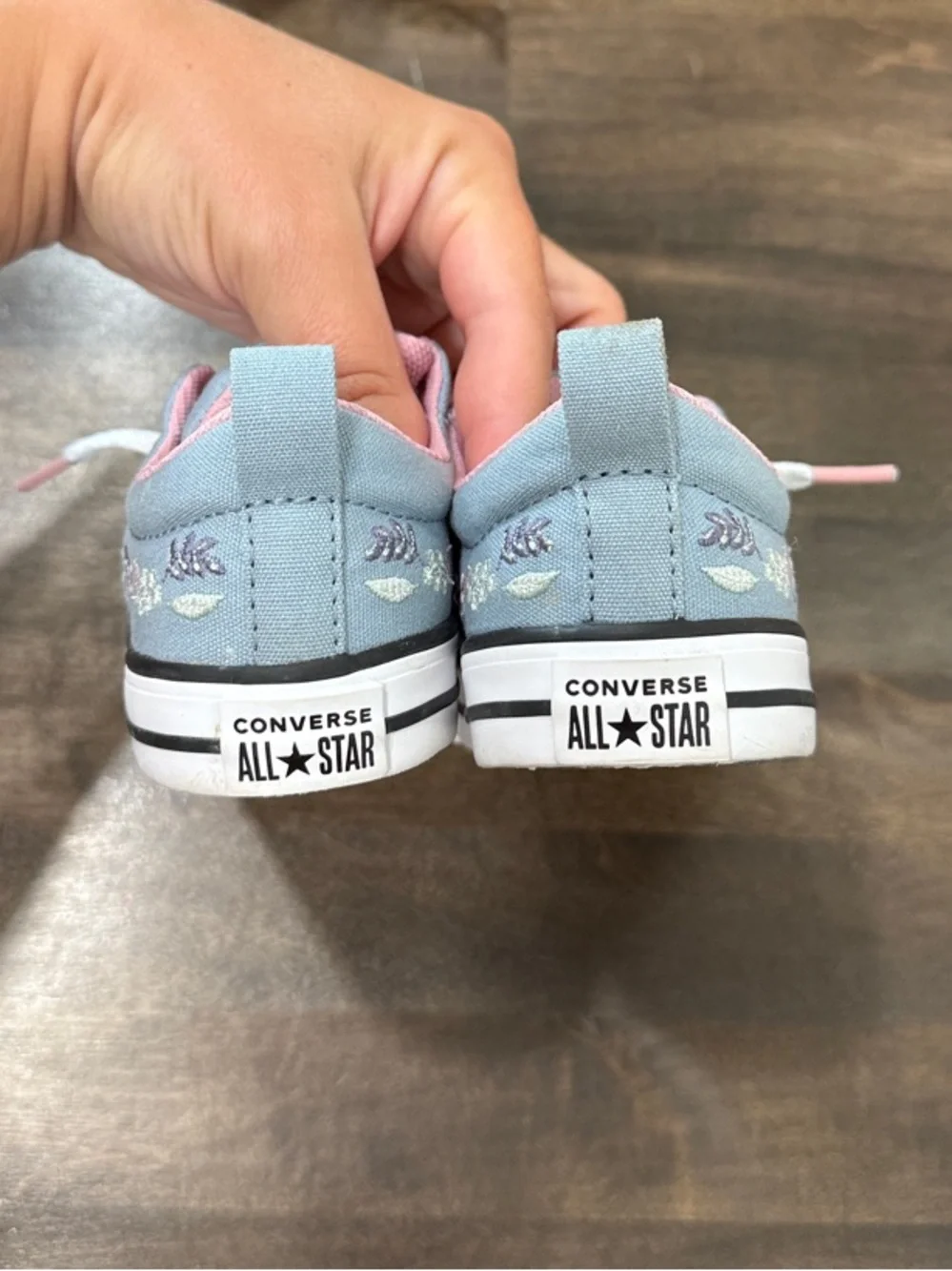 Converse Kids Low Top Floral Sneakers - Light Blue/Pink